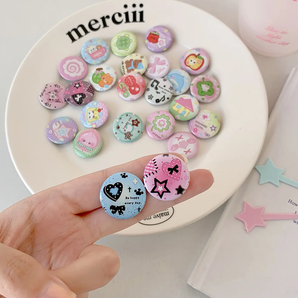 12pcs Cute Cartoon Clover 25mm Mini Badge Vintage Style Brooch Decorative Pin Journaling Badge Set