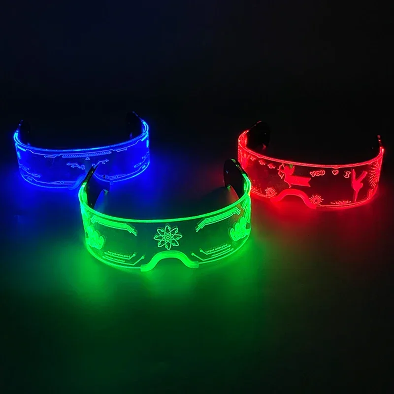 Cross-border colorful LED light glasses science fiction glasses Christmas party bar Bundy technology glasses wholesale