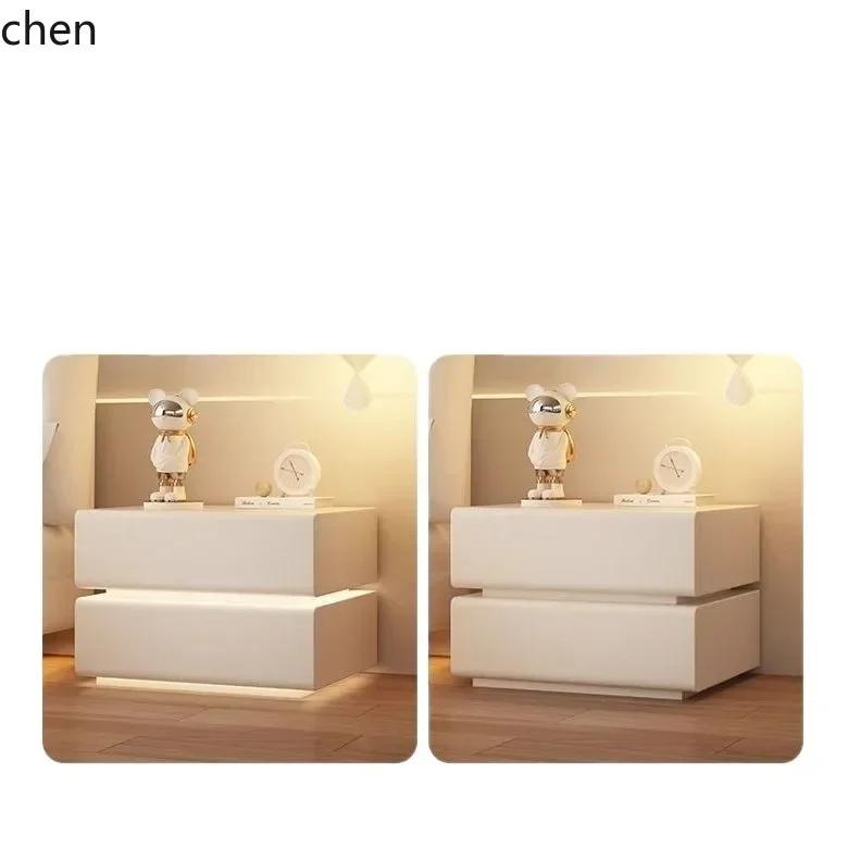 DSA-- Bedside Table Leather Simple Modern Small Bedroom Bedside Cabinet Simple Storage Cabinet No Installation Needed