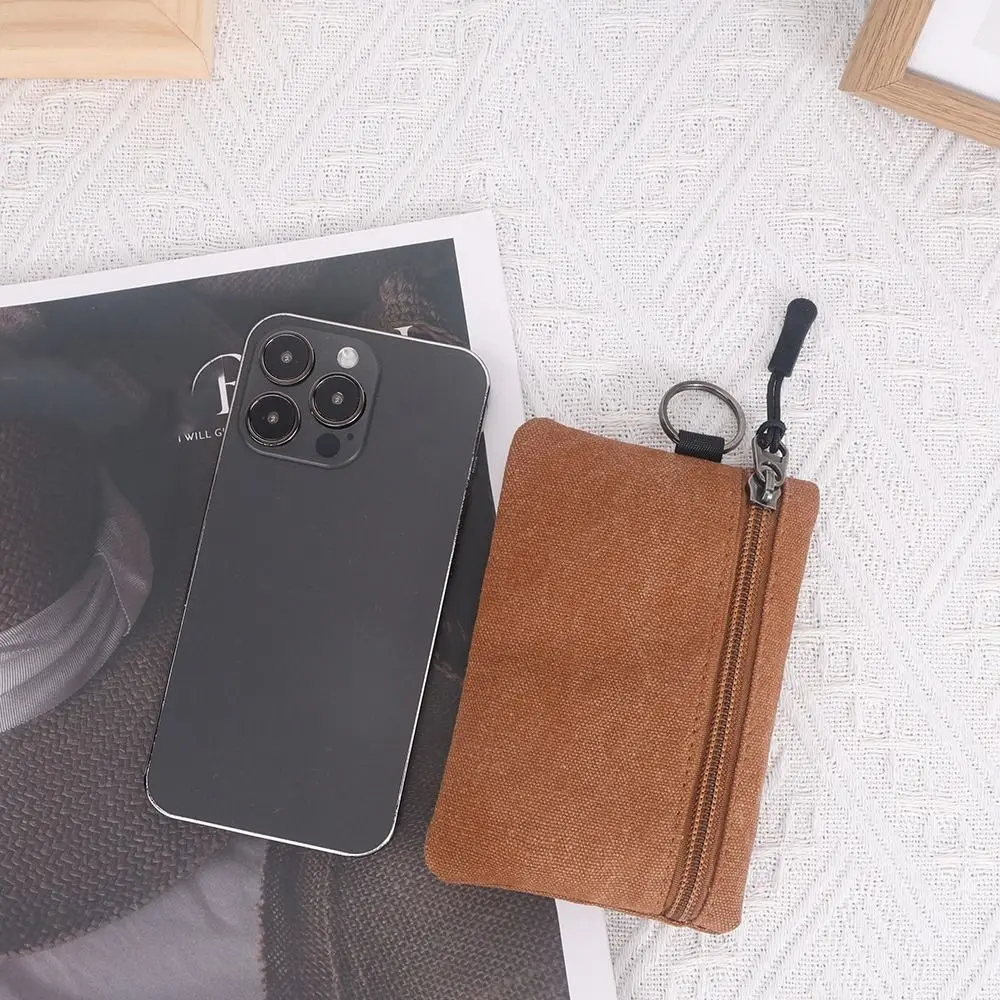 

New Canvas Wallet Mini Zipper Card Holder Money Pocket Women Men