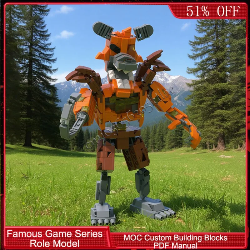 664 PCS Popular Game Character Series Fiery Clawed Dark Luminous Fox MOC Customize Modular Building Block DIY Toy Birthday Gift