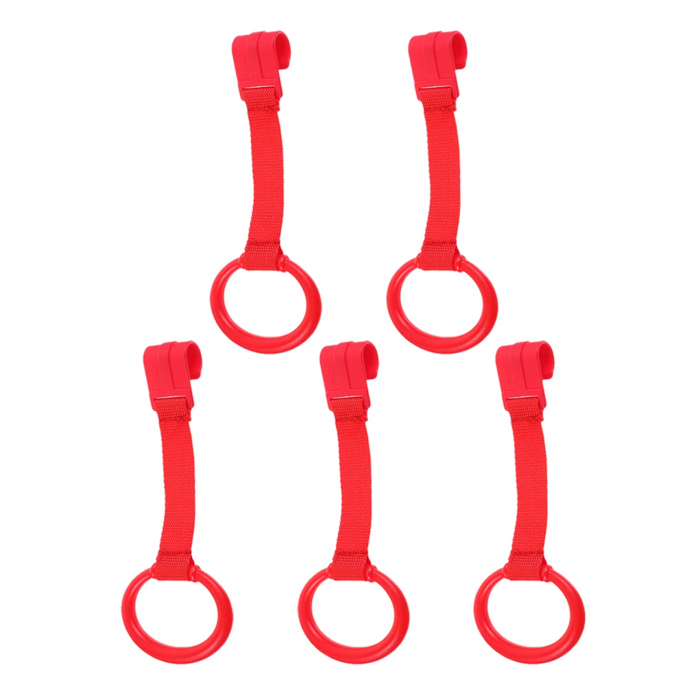 

5pcs Red Baby Pull Up Rings Plastic Toddler Walking Helper Children Hanging Stands Assist Crib Supplies