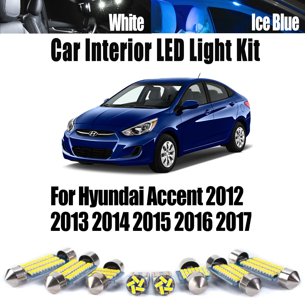 

10 шт. Canbus светодиодный внутренний багажник для чтения купольный светильник номерного знака комплект для Hyundai Accent 2012-2014 2015 2016 2017 автомобильные аксессуары