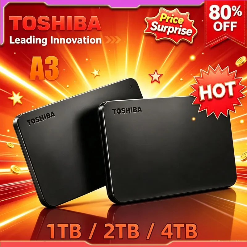 Original Toshiba A3 4TB 2TB 1TB Portable External Hard Drive USB 3.0 Canvio Basics External HDD for Desktop Laptop