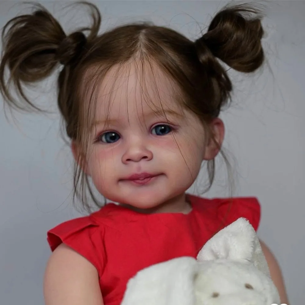 Cute 30in Reborn Baby Doll Hand-Painted Toddler Girl with Cloth Body Rooted Hair