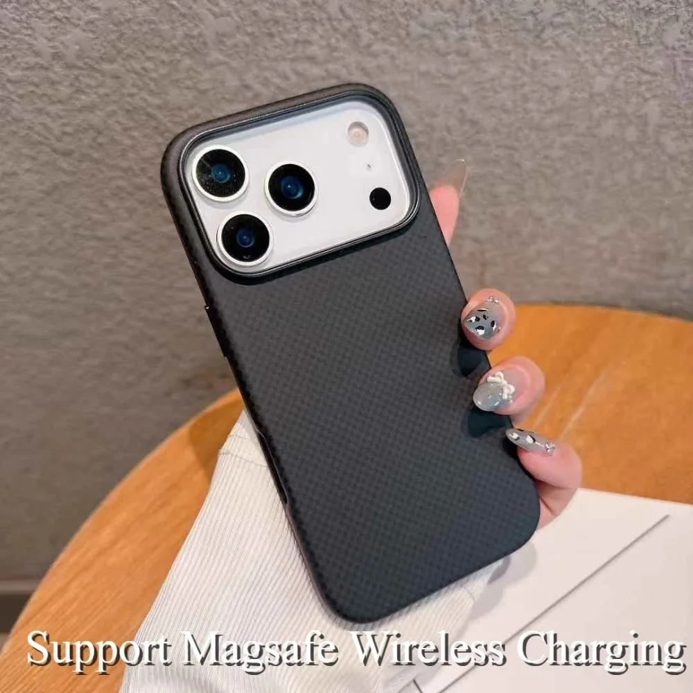 オリジナルケブラー炭素繊維テクスチャ磁気ケース iPhone 17 Pro Max 17 Air用 スムースタッチメタルカメラフレーム耐衝撃カバー