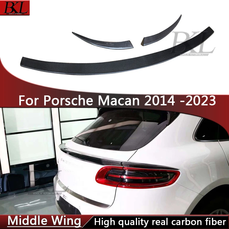

For Porsche Macan 2014 -2023 Real Carbon Fiber Spoiler Rear Roof Trunk Spoiler Boot Middle Wings Car Styling upgraded body kit