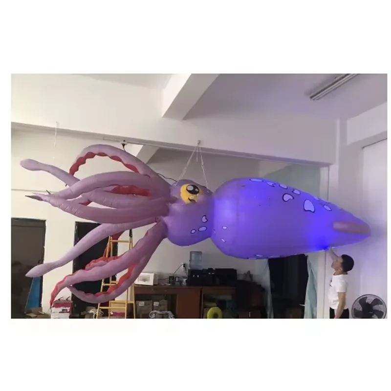 5mH Hanging Inflatable Squid Octopus Sea Monster for Party Decorative