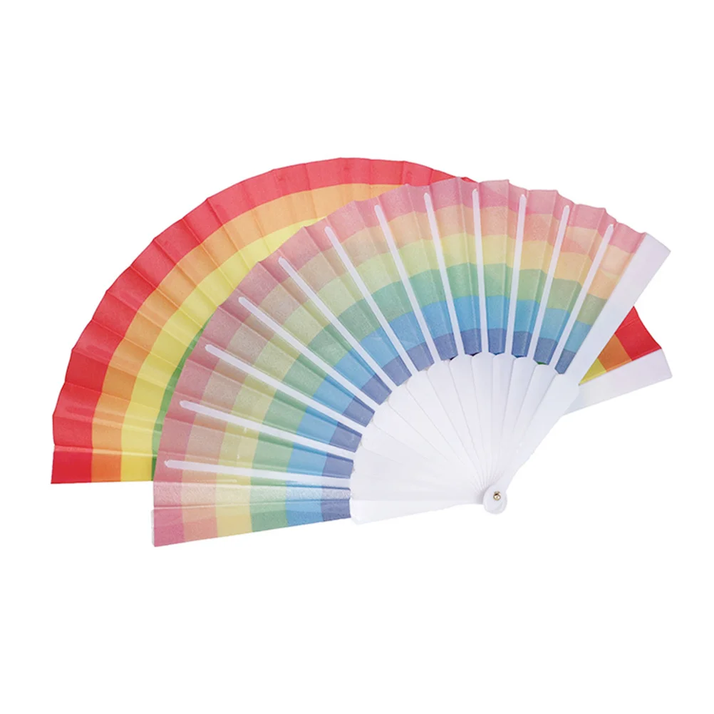 

3Pcs Rainbow Folding Fan Portable Handheld Exquisite Workmanship Smooth No Noise Summer Accessory Dancing Stage Performance
