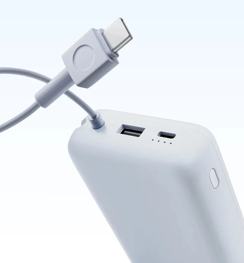 Xiaomi 20000mAh 33W Two-Way Fast Charging Power Bank with Built-in USB-C Cable Portable External Battery for iPhone 15-17 Xiaomi