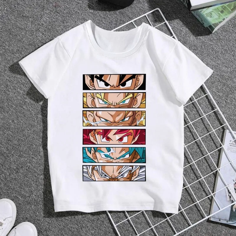 Dragon Ball Animation Co-branded White T-Shirt Summer New Men's and Women's Harajuku Loose Casual Plus Size Parent-Child Top