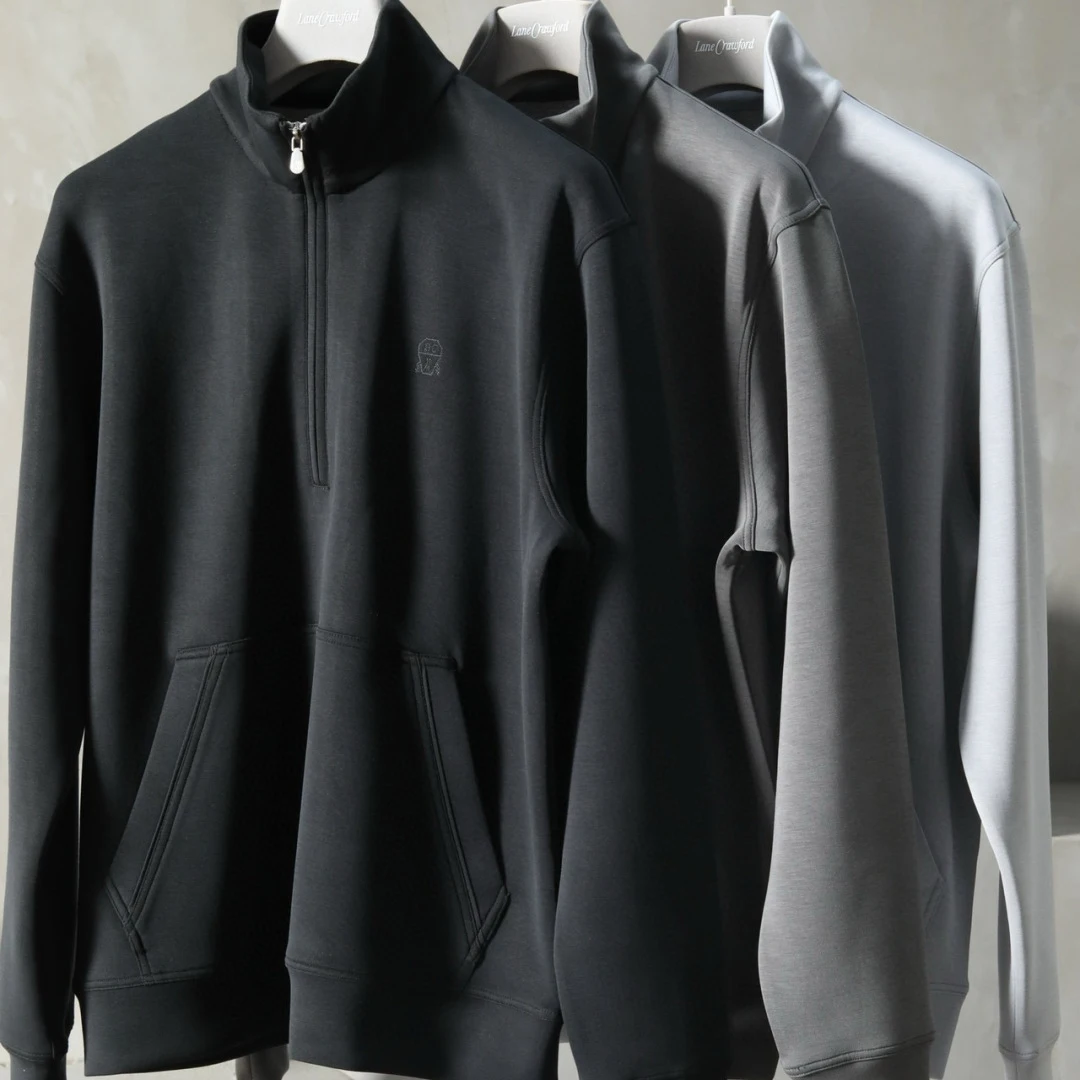 

BC Italy 25aw solid color simple sports half zipper stand-up neck sweater