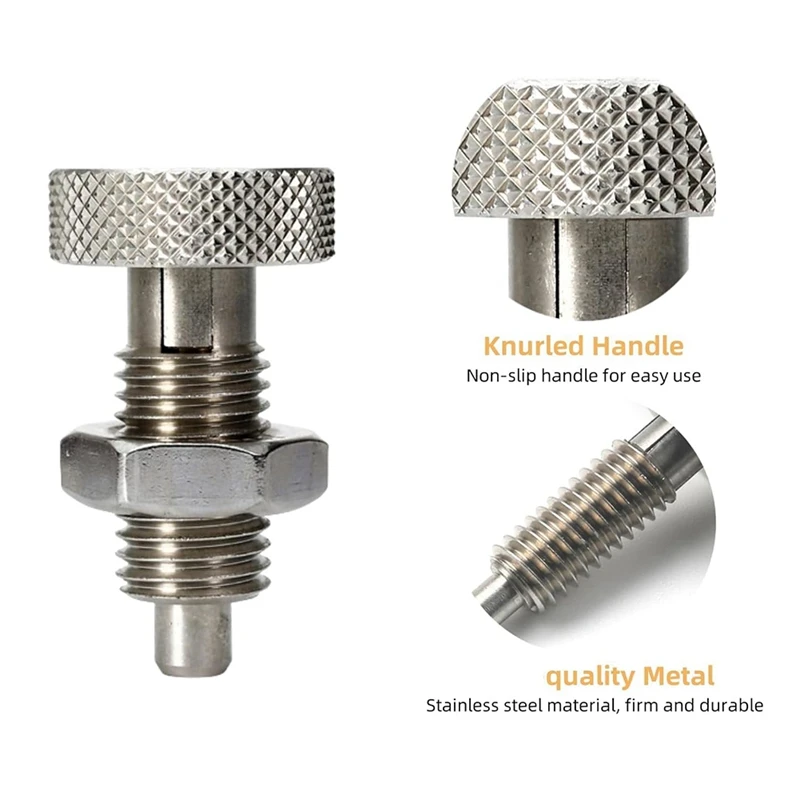 PORK-2Pcs Hand Retractable Spring Plunger, M16 Stainless Steel Quick Release Pin Lock Out Pin With Nut And Knurled Handle