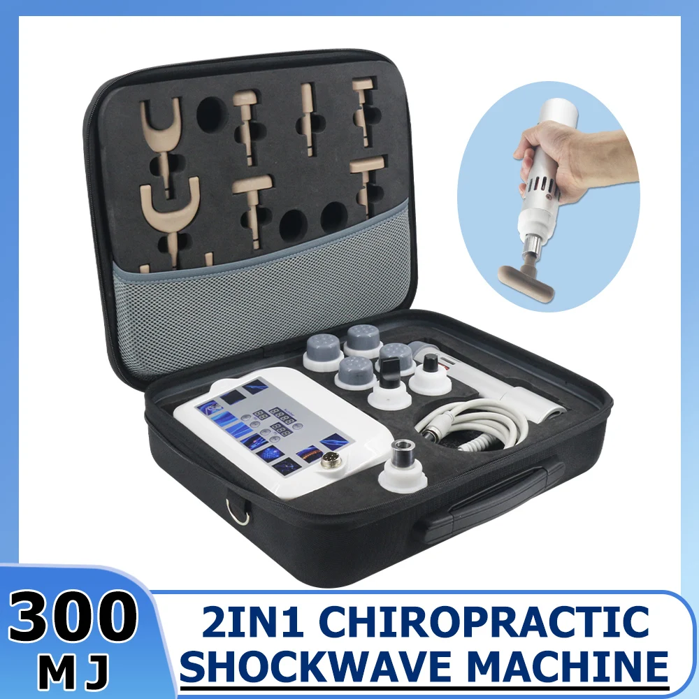 

Portable 300MJ Shockwave Therapy Machine Massage Relax Lumbar Vertebra Pain Relief 2 IN 1 Chiropractic Correction Gun