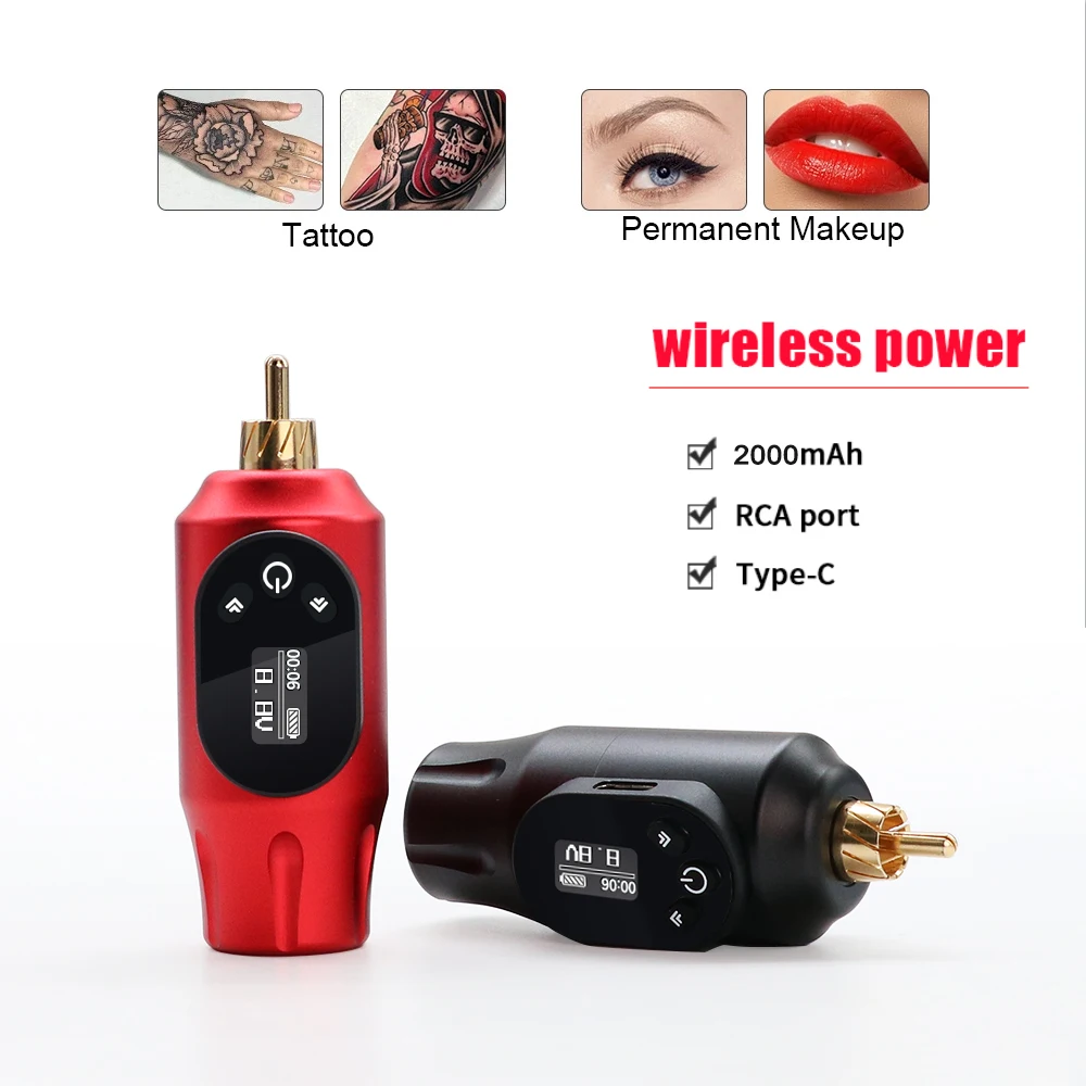 Mini LED Wireless Tattoo Power Supply Portable Tattoo Battery RCA Jack 2000mHa Big Capacity For Body Art Accessories Supplies