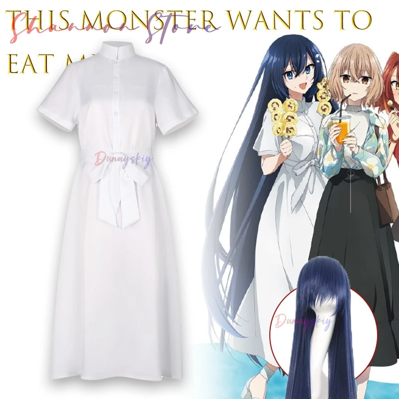 هذا الوحش يريد أن أكلني Shiori Oumi Roeplay فانتازيا فستان أبيض زي تنكري للنساء والهالوين للفتيات البالغات بدلة موحدة  #3