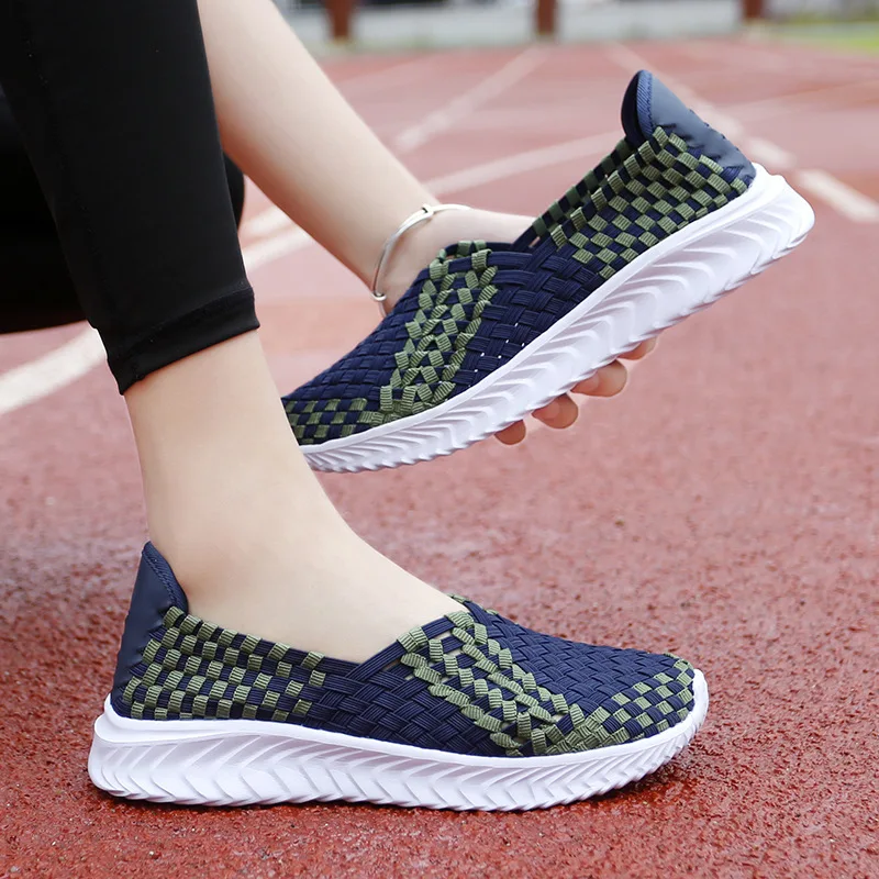 2024 Summer New Product Elastic Band Handwoven Shoes Women's Shoes Breathable Leisure Sports Single Shoes