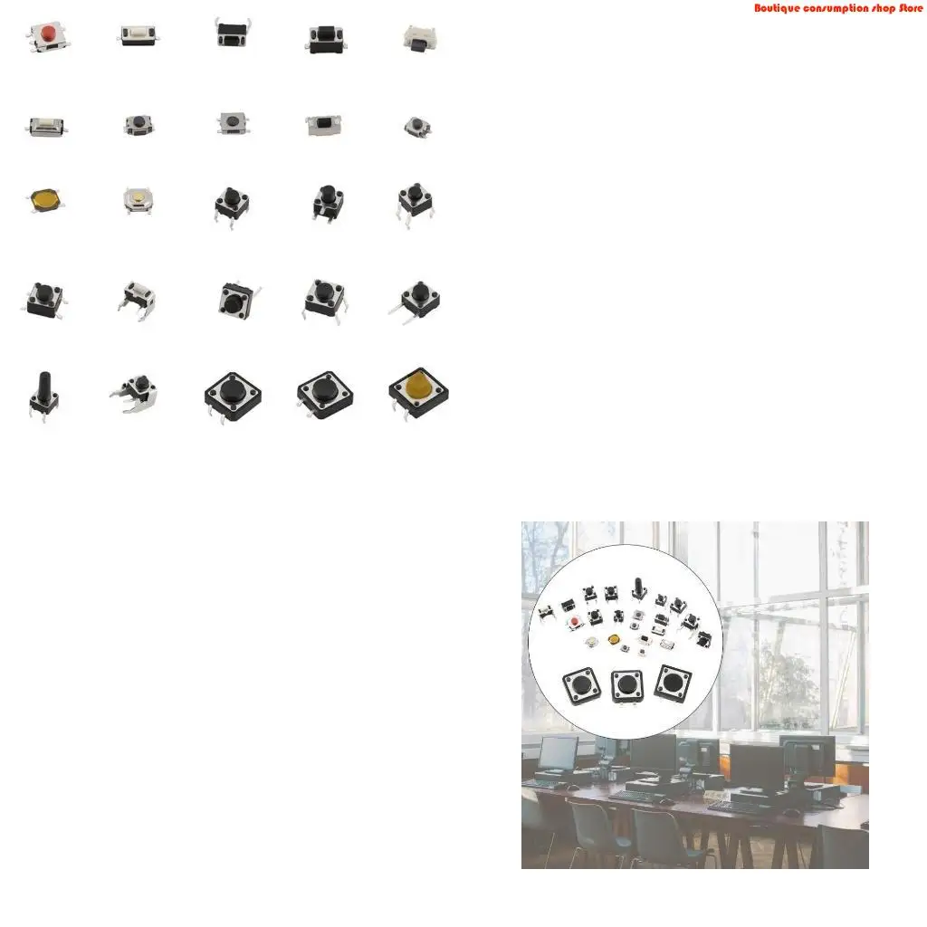 L9NA 125pcs/Lot for Touch Switch/ Micro Switch / Push Buttons Switches 25 Types Assorted 2x4 3x6 6x6 For DIY Tool Pac