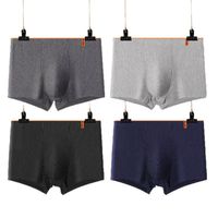 4PCS Simple Stripe Men's Flat Panties Low Waist Large Size Men Boxer Loose Underpants Underwear for Man Gifts