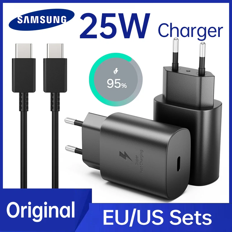 SAMSUNG 25W Charger 45W Adapter PD Type C Super Fast Charging Samsung Galaxy S24 S23 S22 Ultra S21 A54 A34 Power Chargeur EU US