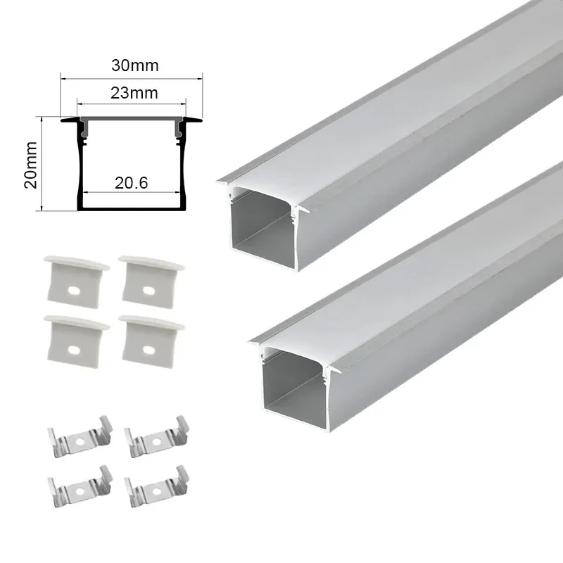 30x20mm LED Aluminum Profile for 5050 2835 Strip Lights Silver Channel Aluminium Channel Diffuser Bar Cabinet Room Decor