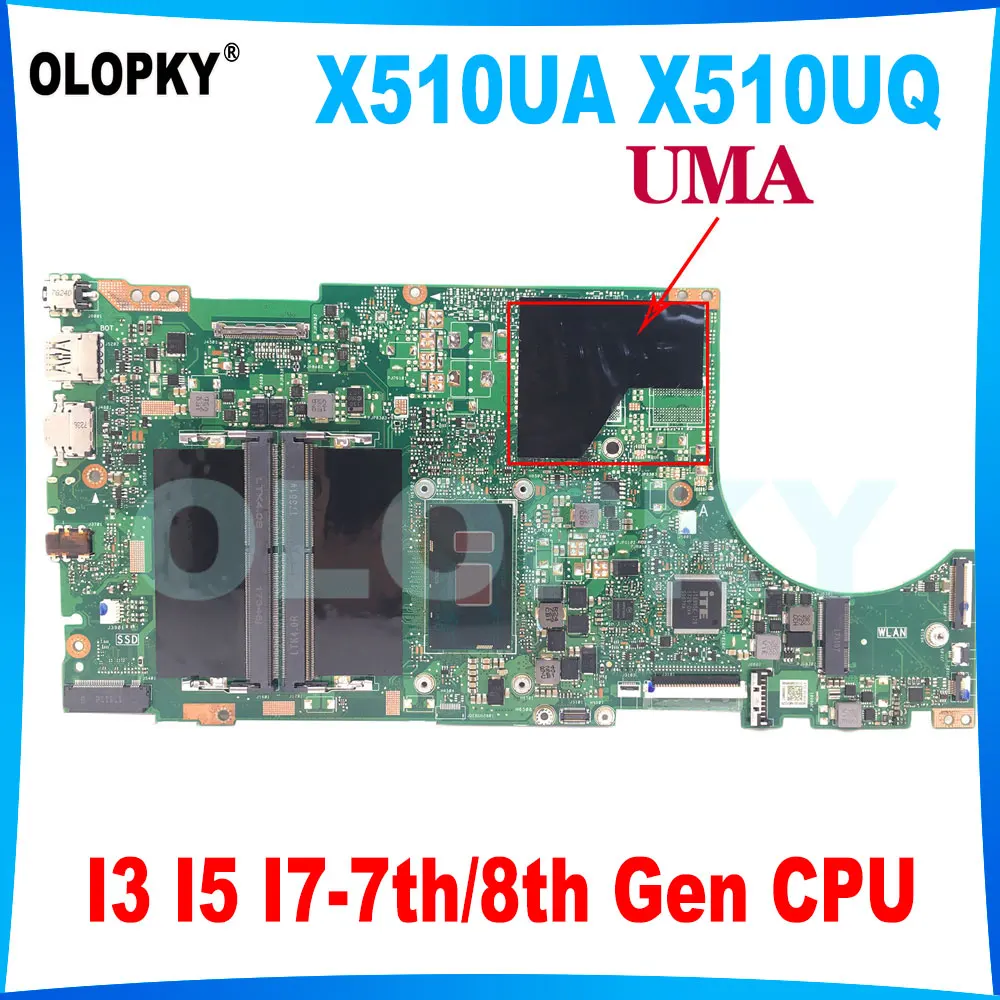 X510UQ Mainboard For Vivobook  X510UN X510UA X510UNR X510UF X510UR S510UN  Laptop Motherboard I3 I5 I7 CPU DDR4
