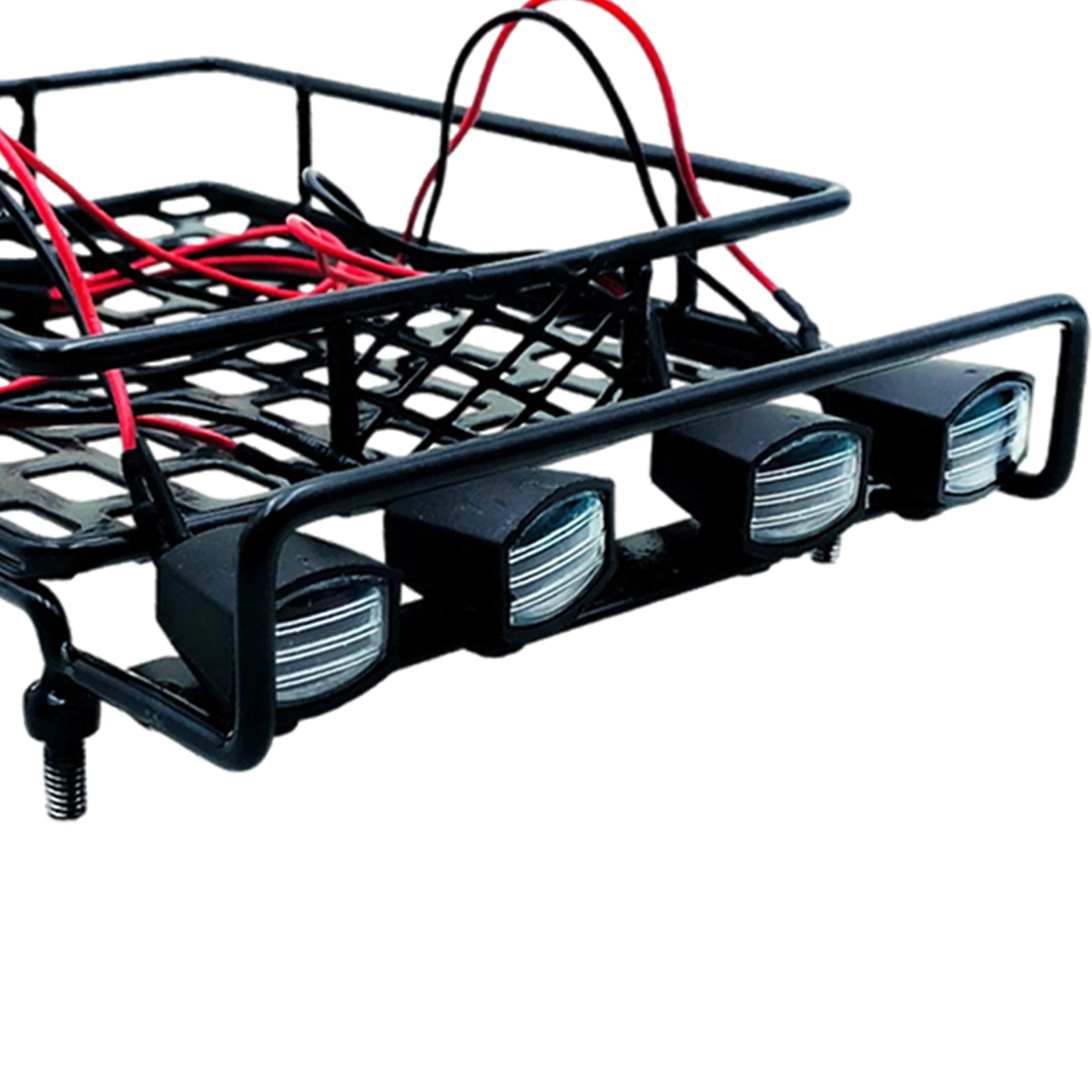 Aluminum alloy Car Roof Rack Large Size Roof Rack Luggage Carrier with 4 LED Light for RC car model toys upgrade parts