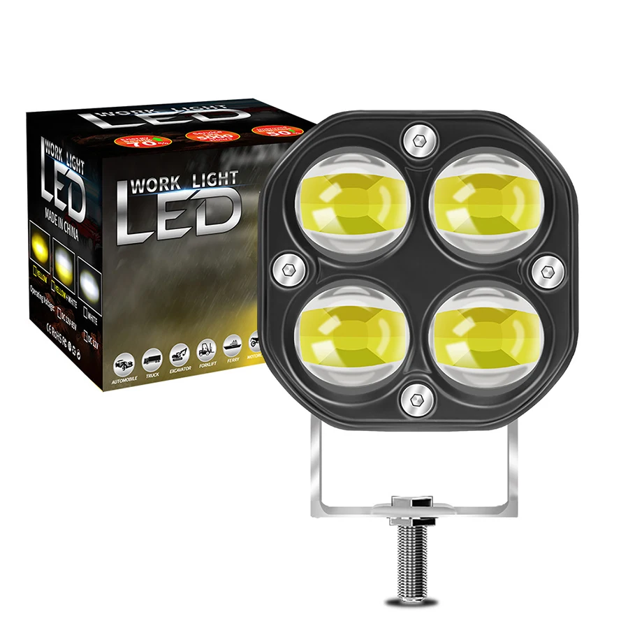 

Super Bright Off-Road Car LED Work Light: 3inch 40W Wrangler Spotlight, 5D White Yellow Dual Color Motorcycle Headlight 10~85V