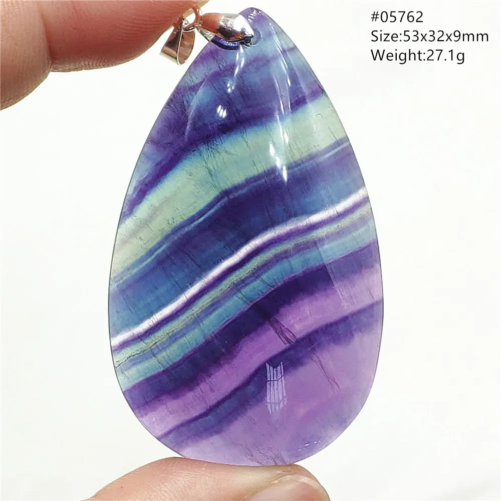 Natural Colorful Fluorite Quartz Pendant Necklace Water Drop Crystal Blue Purple Fluorite Rainbow Jewelry Rare Woman Men AAAAA