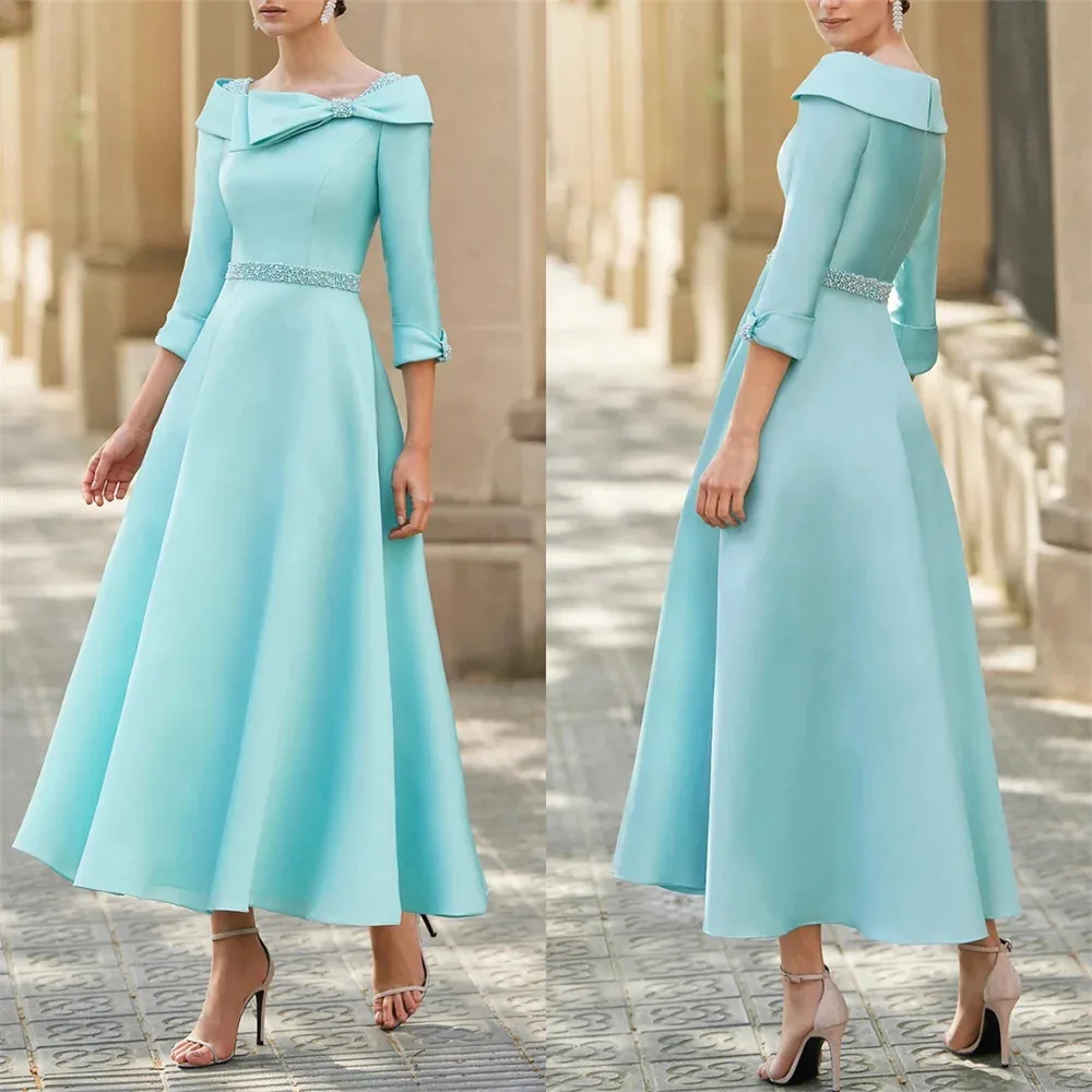 

Prom Gown Formal Saudi Arabia Off-the-shoulder A-line Ankle Length Skirts Bows Draped Bead Bespoke Occasion Dresses Evening Dres