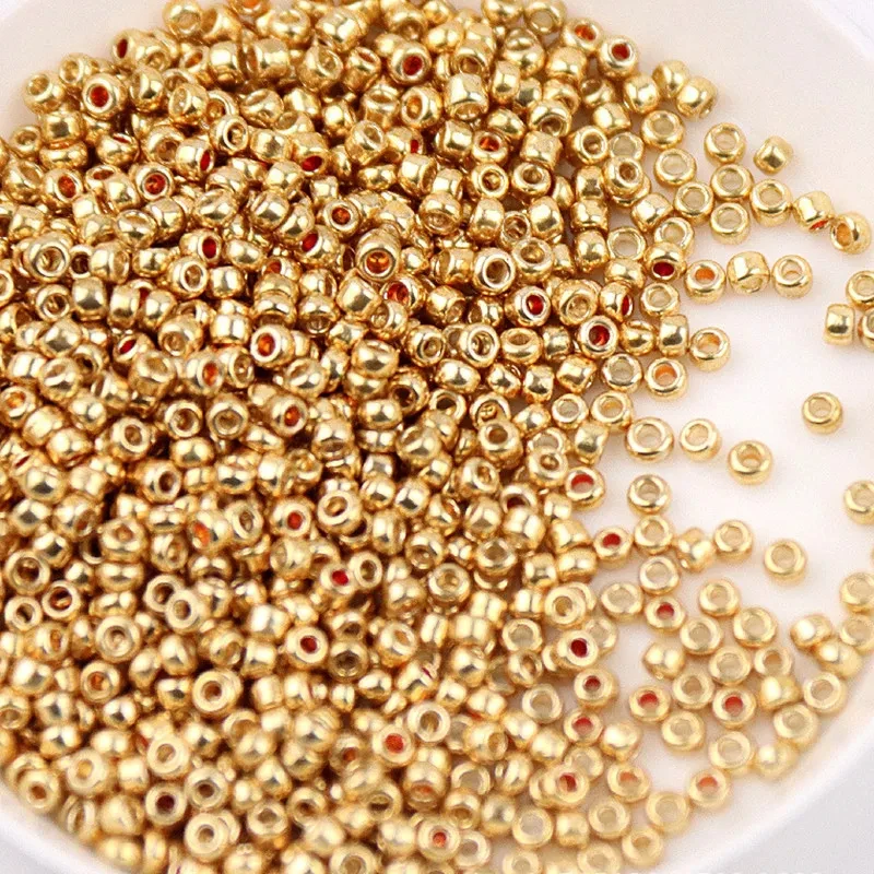 Size 2mm 3mm 4mm Electroplating Silver Bronze Metal Color Millet Beads Diy Handmade String Necklace Scattered Beads