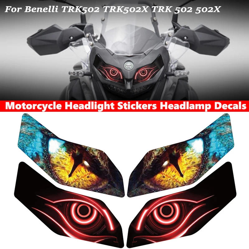 For Benelli TRK502 TRK502X TRK 502 502X Motorcycle Headlight Guard Stickers Front Fairing Headlamp Decal Headlight Sticker