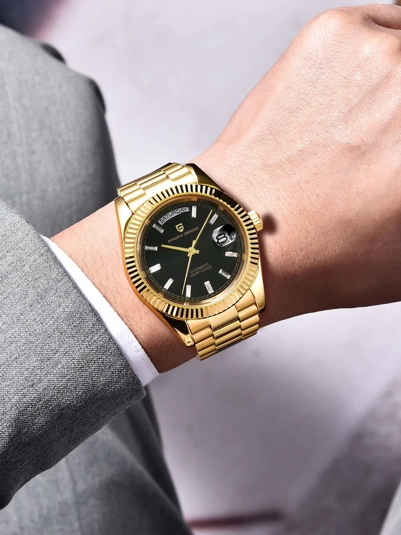 PAGANI DESIGN 2025 ساعة ميكانيكية أوتوماتيكية جديدة للرجال نمط جو كلاسيكي مقاوم للماء عرض التاريخ مرآة زجاجية من الياقوت