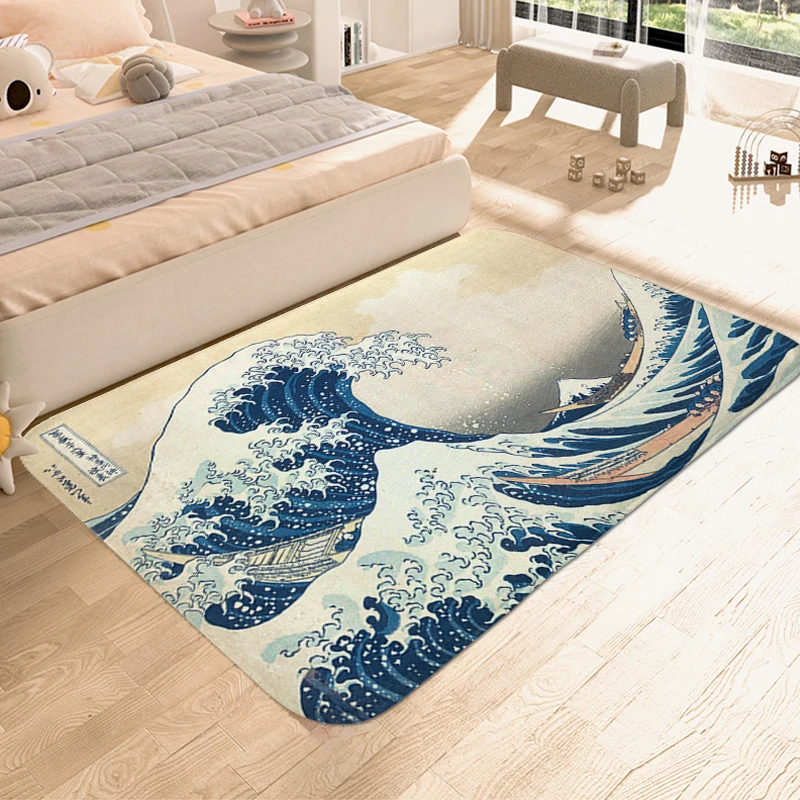 Carpet for Bedroom Japanese W-Waves Outdoor Entrance Doormat Entryway Hallway Bathroom Mat Anti Slip Custom Living Room Rug