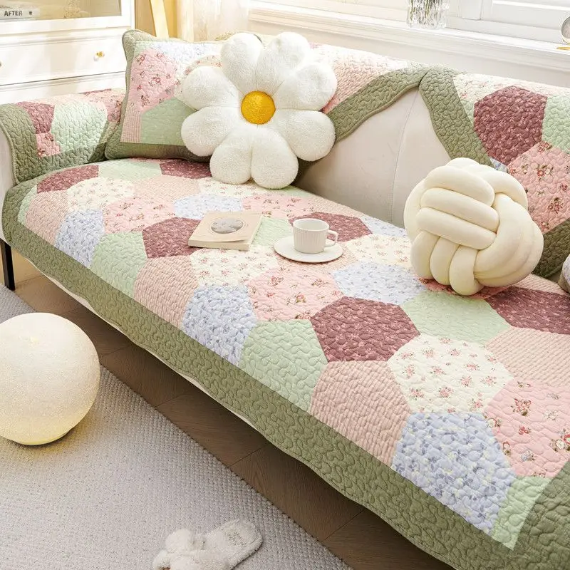 Jacquard Floral Sofa Cushion Pad Machine Washable Cotton Seat Slipcovers Non-slip Dust Proof Sofa Furniture Protective Covers