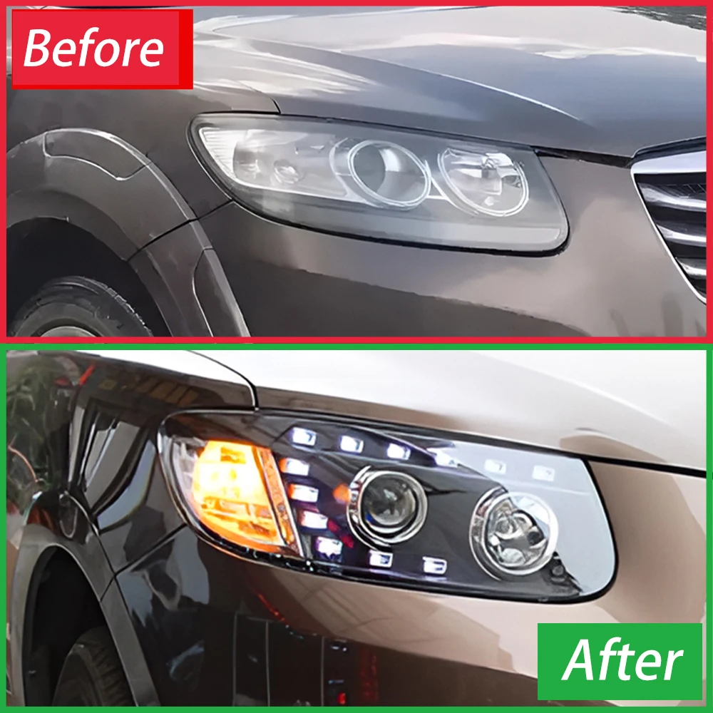 For Hyundai Santa FE Ix45 2006-2013 Plug and Play LED Auto Headlights Assembly Upgrade High Quality Lens Parts Car Front Lamps