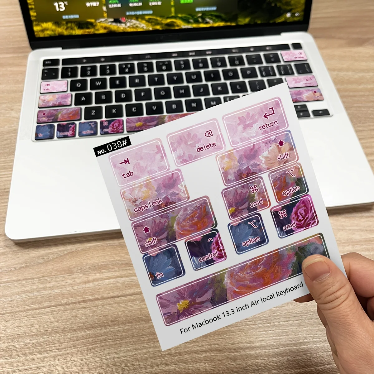 Matte Retro Rose MacBook Air Keyboard Sticker, PVC Self Adhesive Anti-Scratch Keyboard Protector