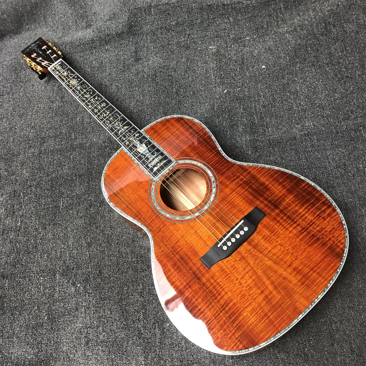 

parlour acoustic electric guitar 000 45 OM45 39" koa wood 00045 parlor acoustic guitar real abalone