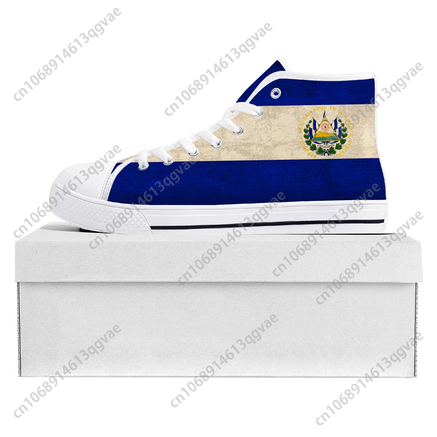 

El Salvador Flag High Top High Quality Sneakers Mens Womens Teenager Canvas Sneaker El Salvador Casual Couple Shoes Custom Shoe