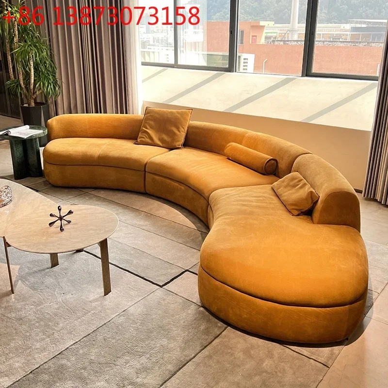Italian minimalist curved sofa cream style light luxury living room modern creative fabric corner sofa haute couture