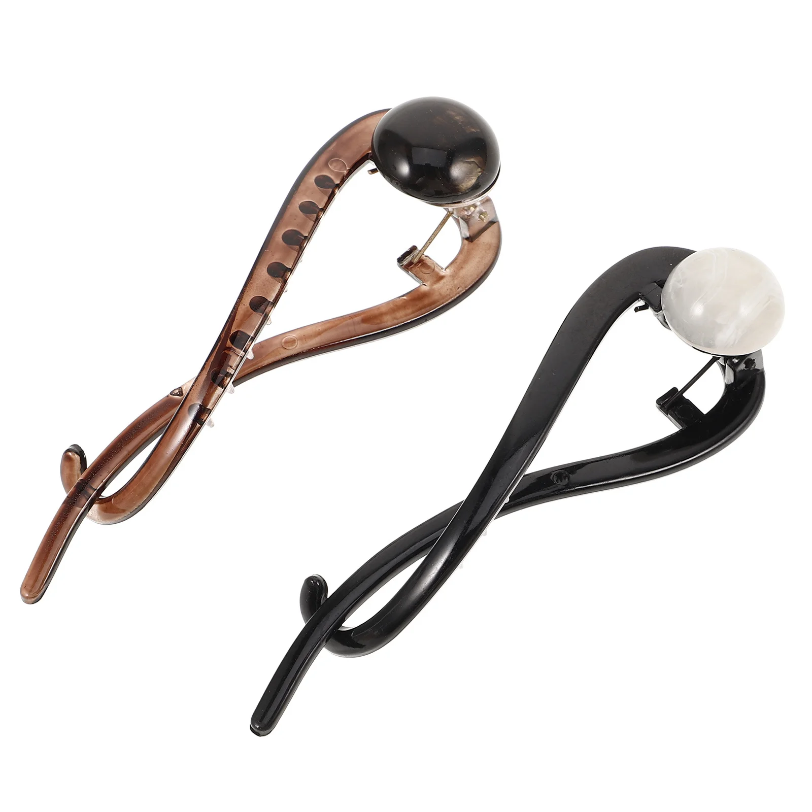 

2Pcs Elegant Pearl Hair Clips Twist French Barrette Strong Hold for Less Hair Volume Back of Head Stylish Updos Daily Wear