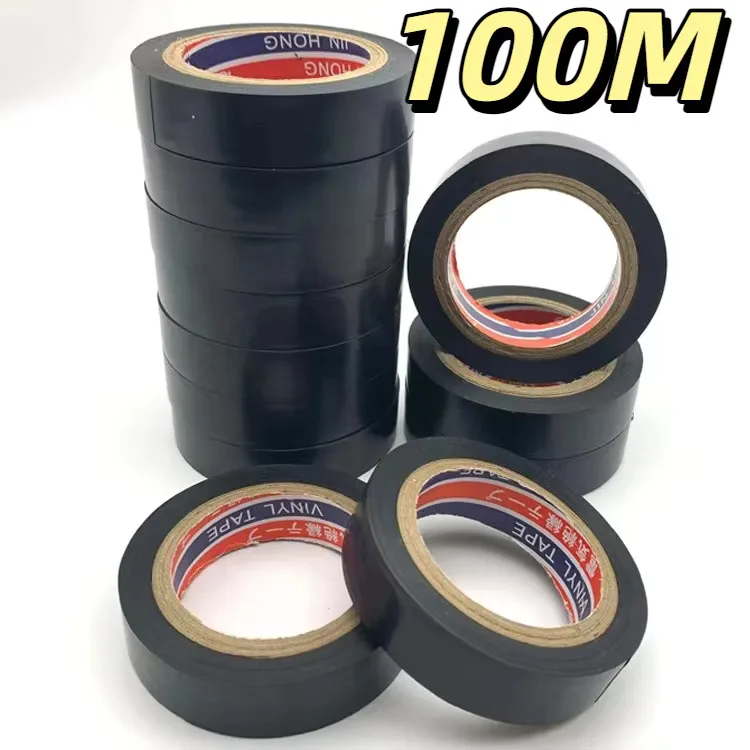 10/100M Black Rubber Electrical Tape High-Temperature Resistant Electrical Tape Durable Soft Insulating Adhesive Electrical Tape