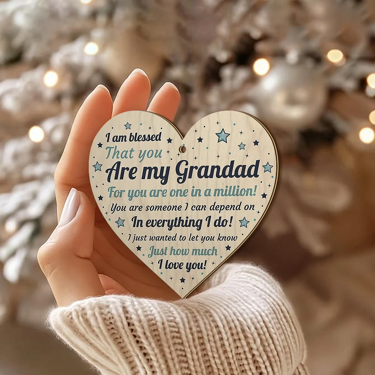 1PC wooden gratitude grandfather love hanging decoration, handwritten heartfelt confession, grandfather gratitude gift