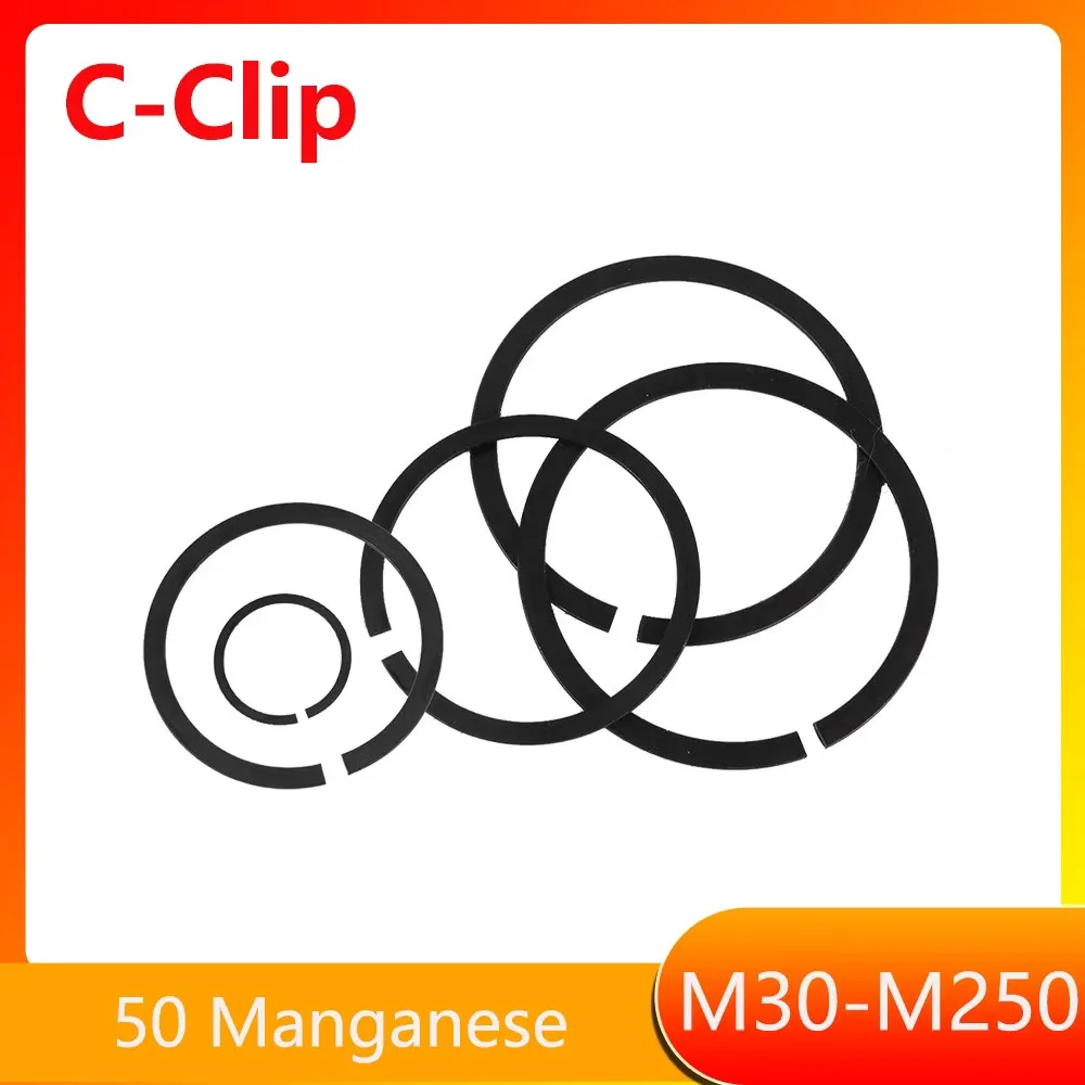 Black 50 Manganese Rolling Bearings-Snap Ring M30-M250 Piston Ring Pneumatic Parts Flat Retaining Ring Wire Circlip Clip C-Clip