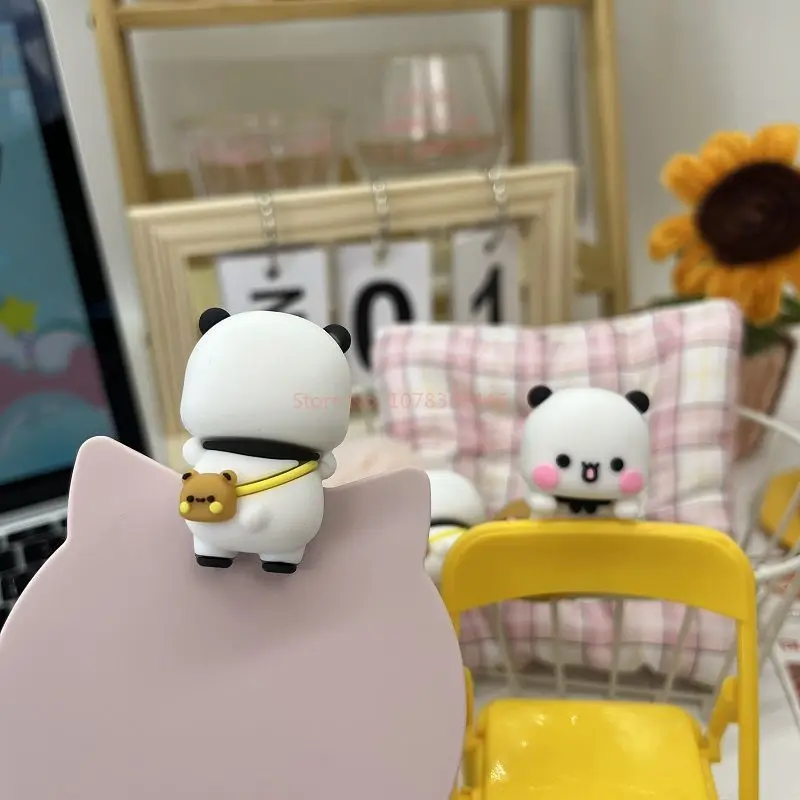 2 Pcs New Panda Bubu And Yier Toy Doll Cute Cartoon Panda Bear Doll Mobile Phone Display Screen Decorative Doll Couple Gifts