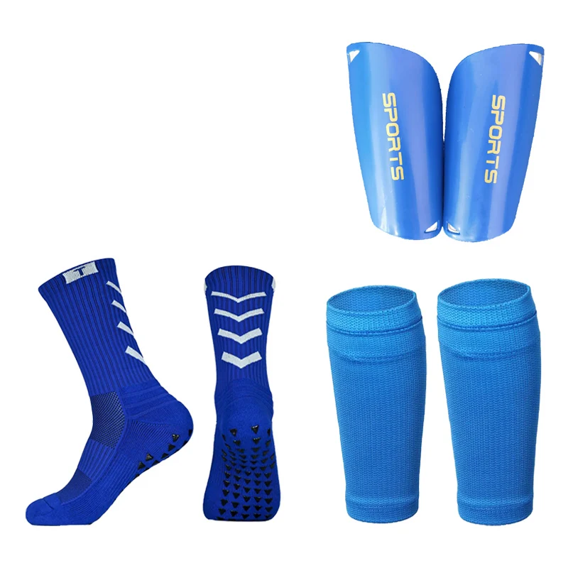 A Set Football Shin Guards With Pocket Practical Leg Sleeves Adult Support Anti-Slip Sock Compression Calf Protector Soccer Gear