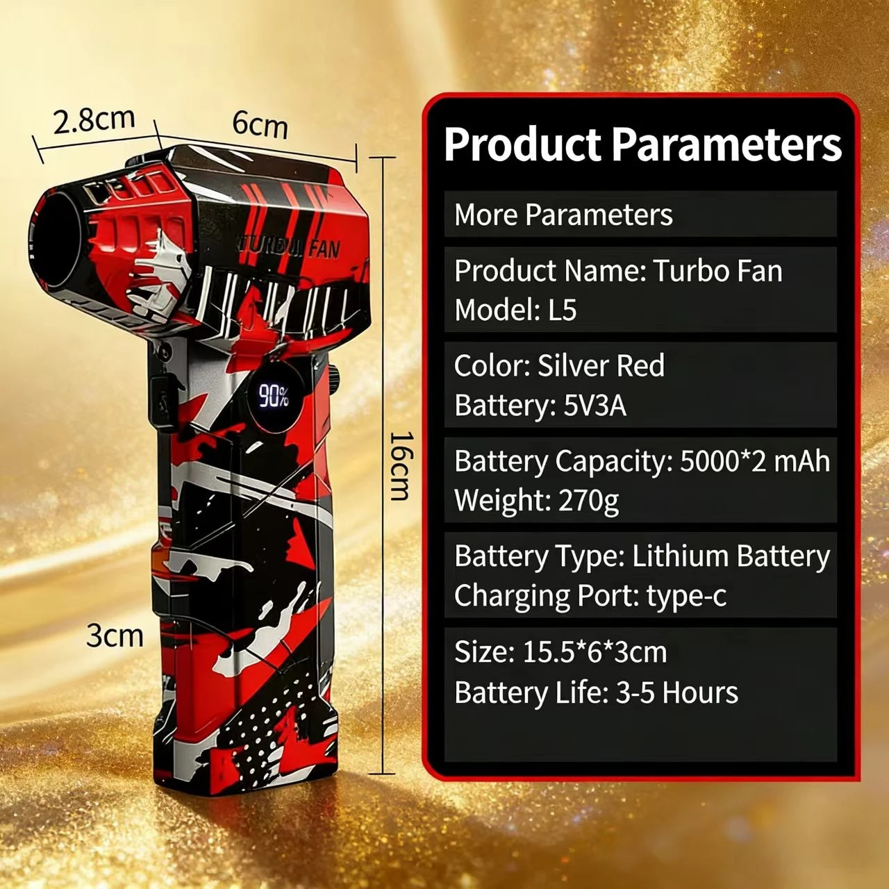 

200W Turbo Fan L5 Air Blower 4-in-1 Multi-function with 9-Piece Accessory Set for Car Washing and Drying