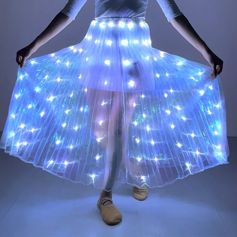 Jupe lumineuse LED colorée pour femme, costume de danse pour filles, accessoires de performance de danse du ventre, robe de fête d'Halloween et de Noël, 1PC