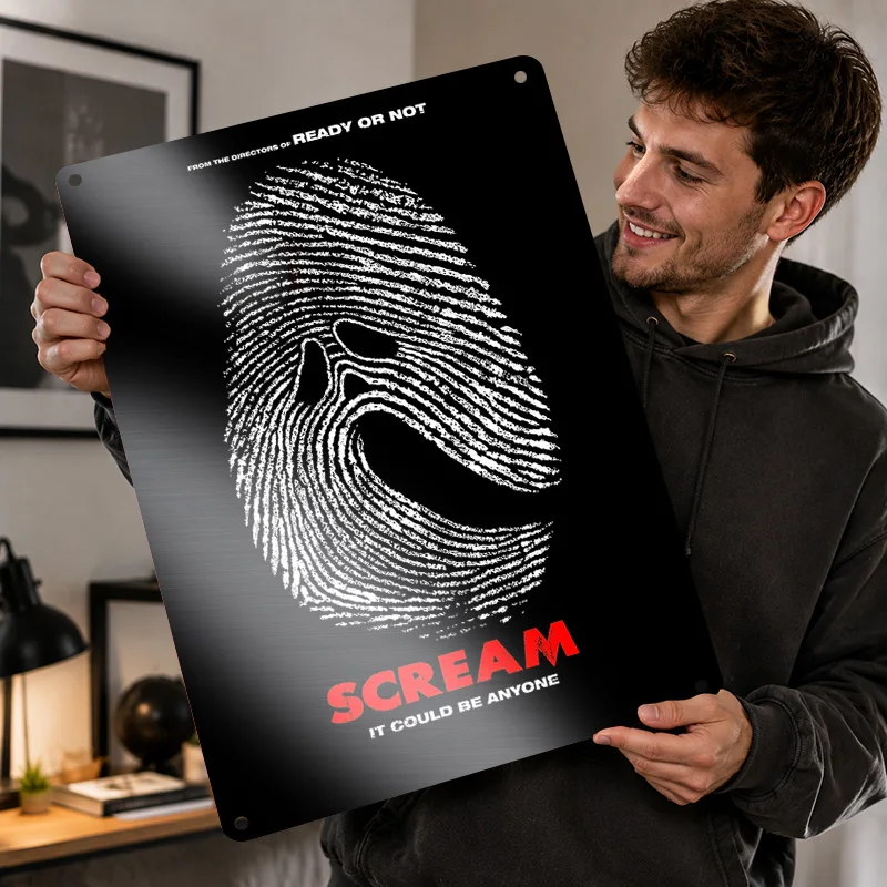Scream Printed Posters Personalized Metal Sign Retro Classic Storytelling Style Wall Art For Bedroom Study And Film Enthusiasts