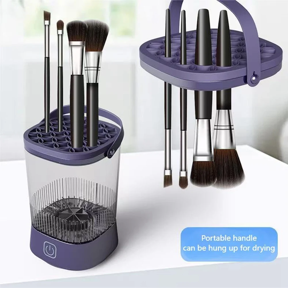 Beauty Electric Makeup Brush Cleaner With Clean Mat USB Automatic Rotation Makeup Brush Cleaner For Makeup Lovers Women Black